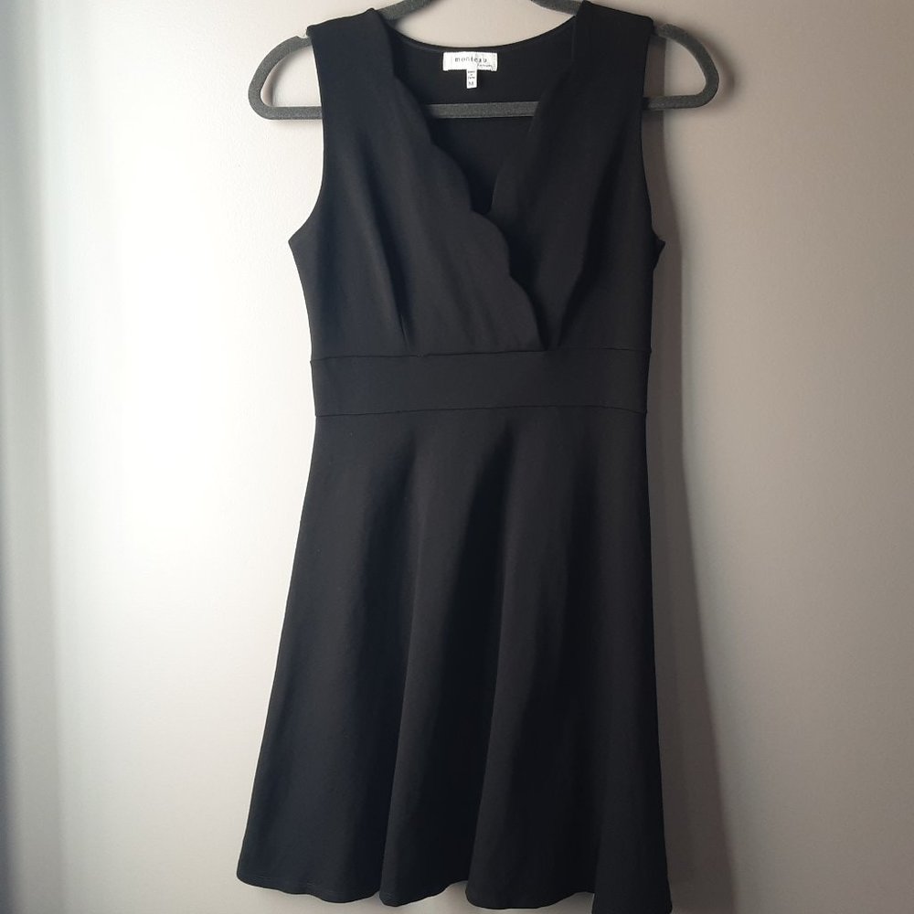 Monteau Little Black Dress Scalloped Collar | M